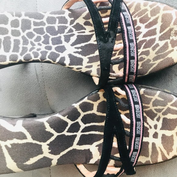 Just Cavalli black wood platform mules / sandals - Picture 5 of 6